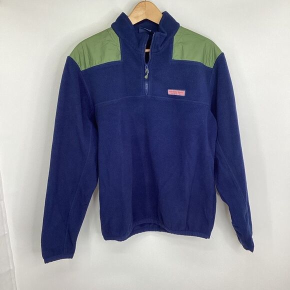 Men's Vineyard Vines‎ 1/4 Zip Fleece Shep shirt Pullover blue/green medium - Picture 1 of 8